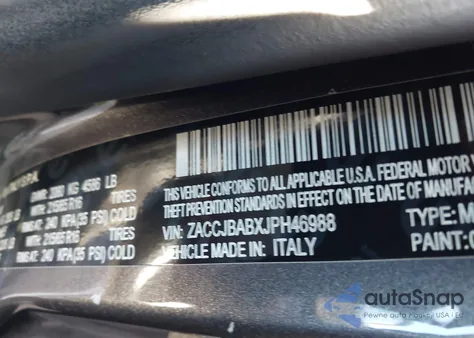 2018 Jeep Renegade Sport 4X4 from USA, damaged, VIN ZACCJBABXJPH46988